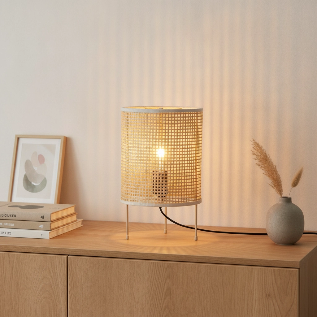 Tischlampe Canto Ø 19,5 Rattan