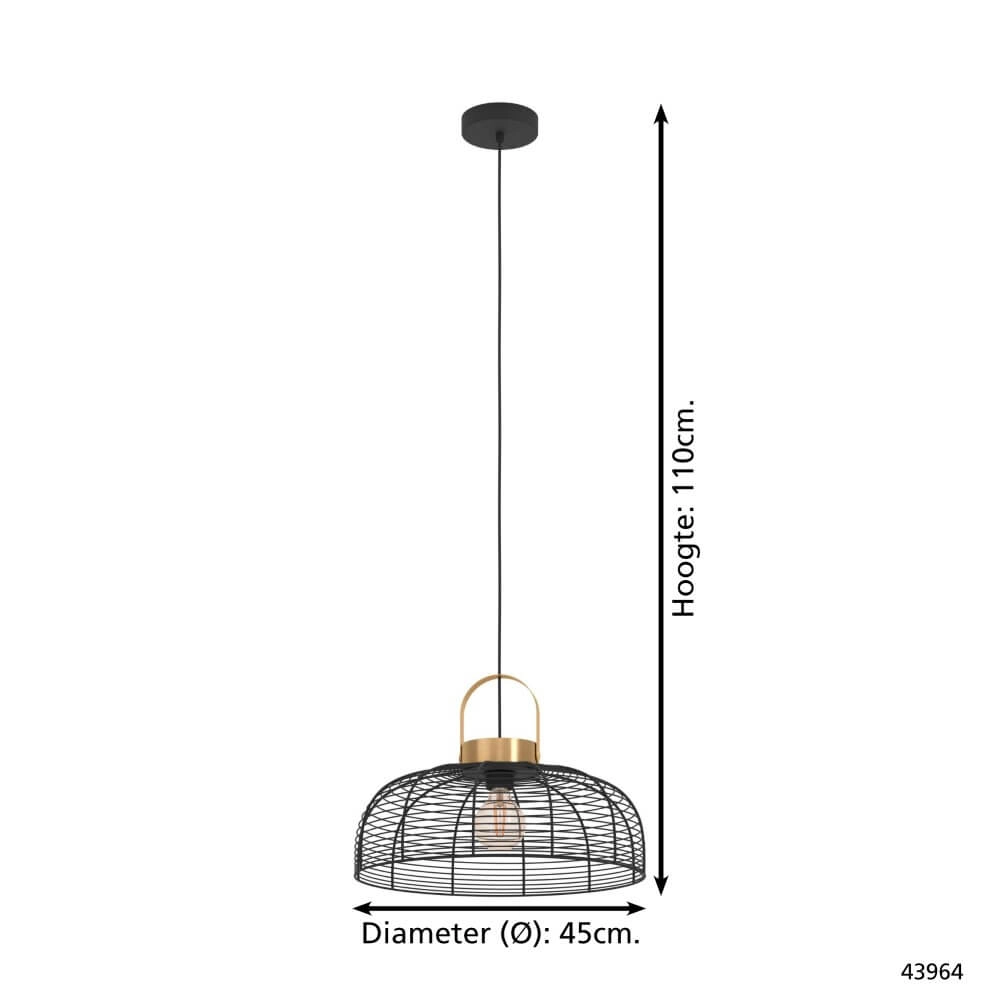 Drahtlampe Roundham Ø 45cm - Schwarz mit Gold Eglo 9002759439644