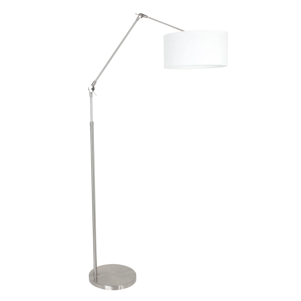 Stehleselampe Prestige Chic Edelstahl mit 40 cm weißem Leinenschirm
