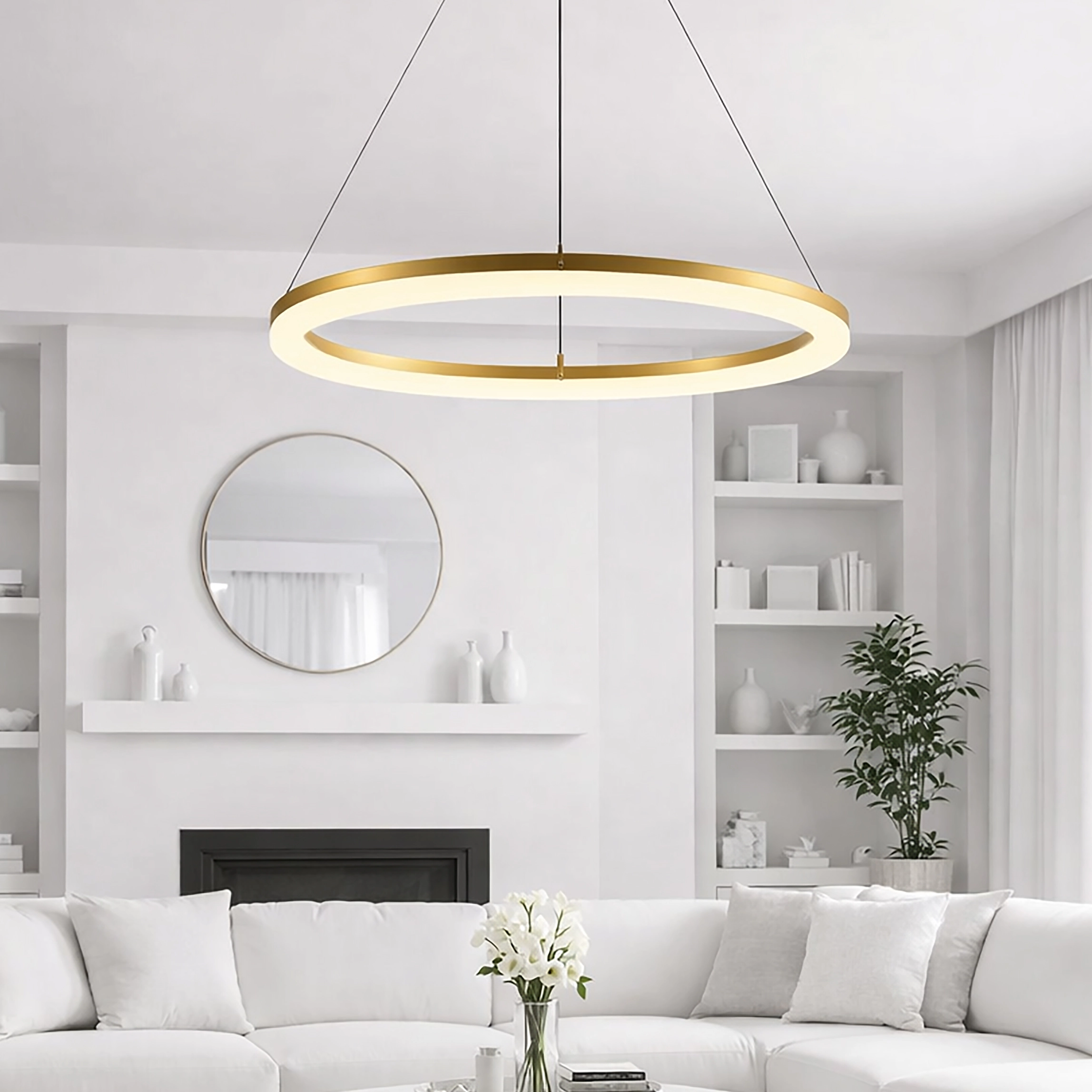 Elegante Pendellampe Ara Ø 100cm Gold Lyora 5053423316048