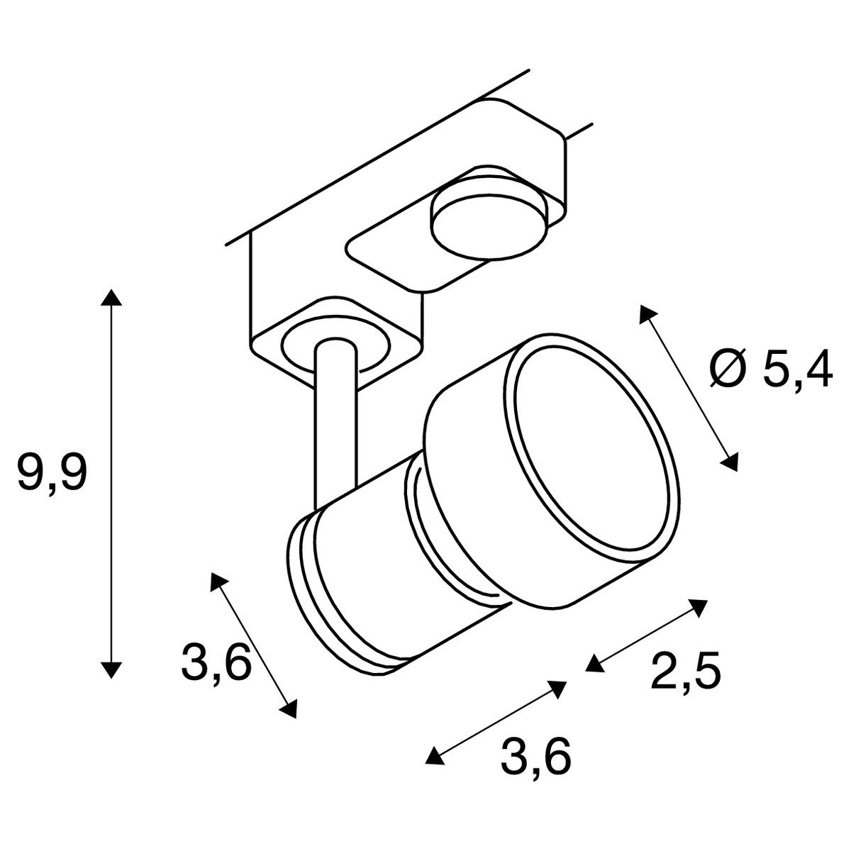 Schienenplatz Puri GU10 3-phasig 3,6 cm grau SLV 4024163127226