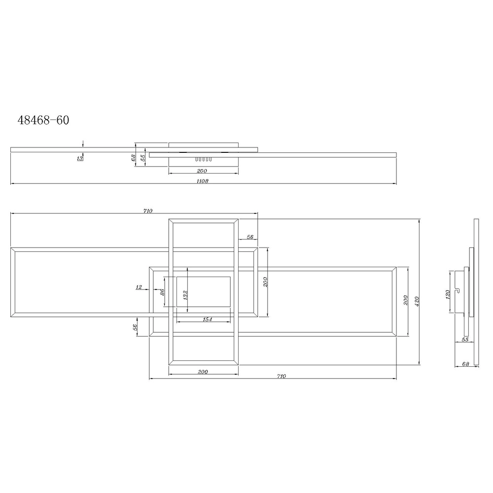 Moderne Deckenlampe Saunders Schwarzes Rechteck 110 cm Globo 9007371481354