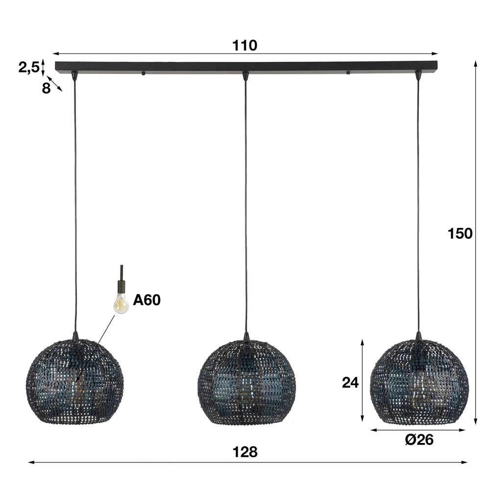 3L Scale Look Pendellampe Armor 3x Ø 26 cm Lyora 8716803512894