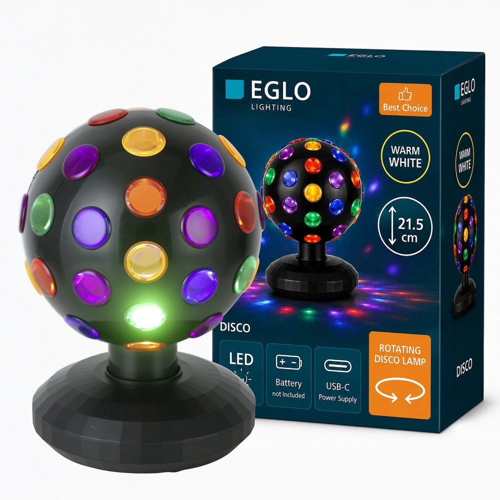 Tischlampe Disco Kugel Schwarz Eglo 9002759743055