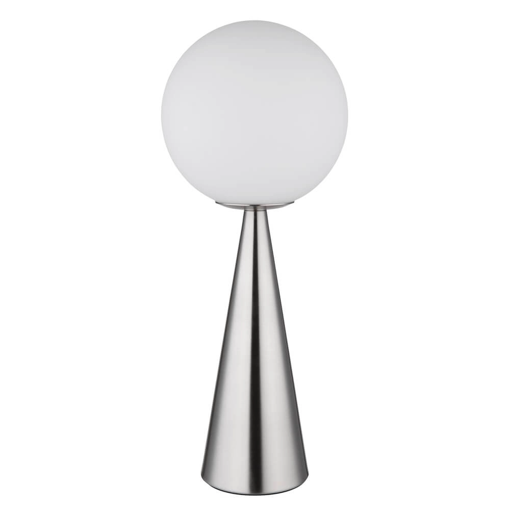 Tischlampe Pinpal Nickel mit weißem konvexem Glas Globo 9007371450343