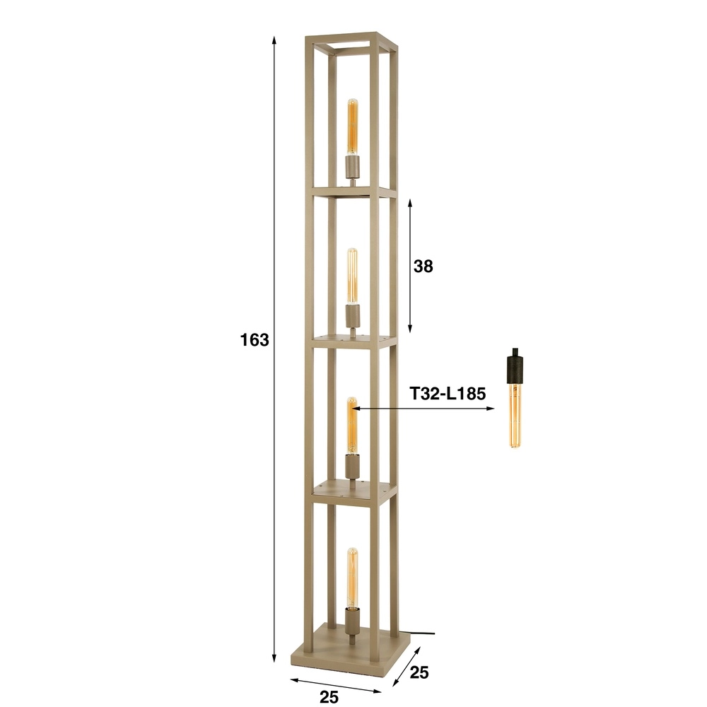 Sandbraune Stehlampe Quadra Japandi – 4x E27 Lyora 8716803511439