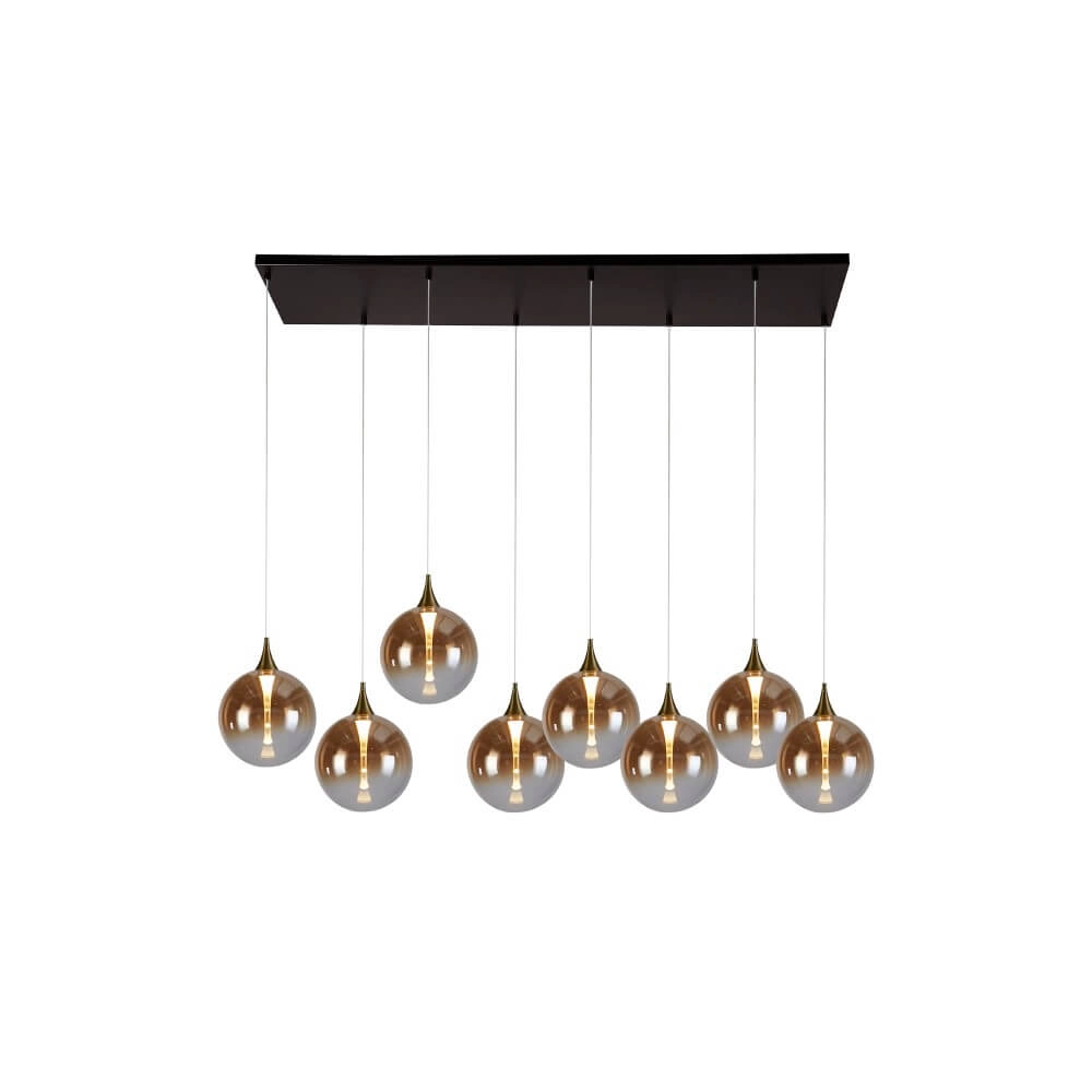 8-flammige Pendelleuchte Alchemy Braunes Glas