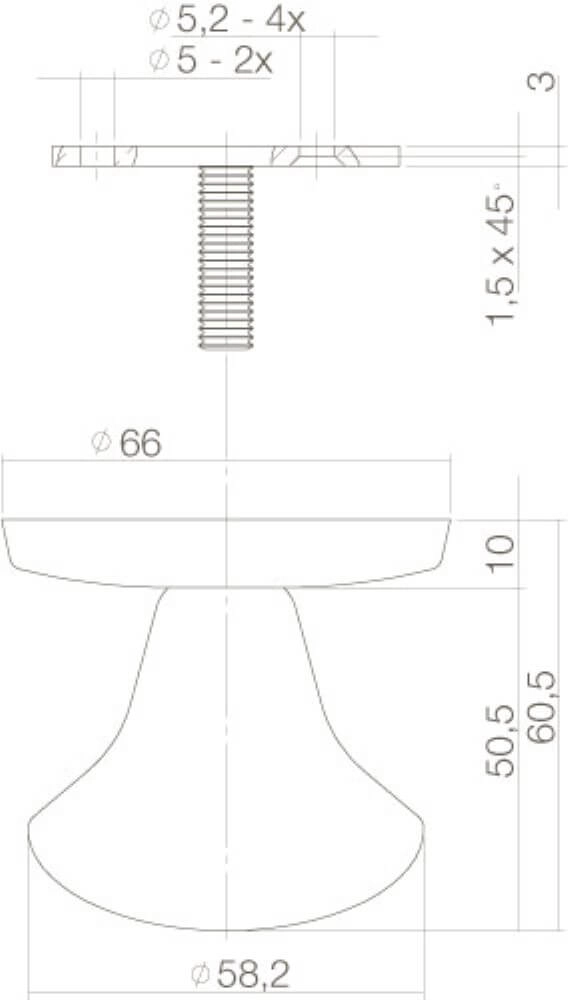 Türknauf vorne Castor einseitige Montage Edelstahl Intersteel 8714186355800