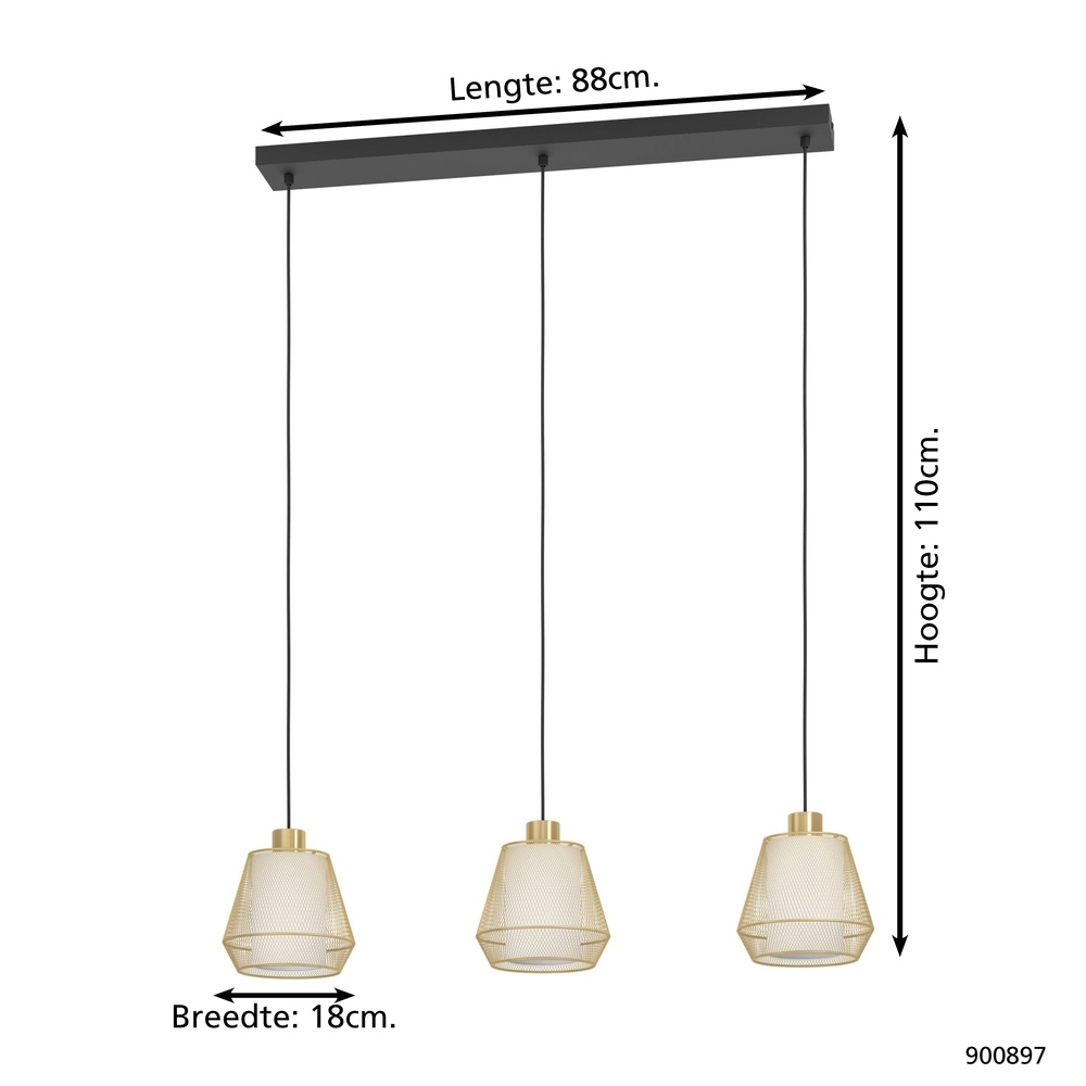 Goldene Pendellampe Ciudadela Esstisch – 3-Licht Eglo 9008606274680