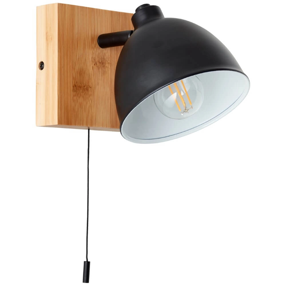 Wandlampe Celia schwarz mit Bambus Brilliant 4004353411403