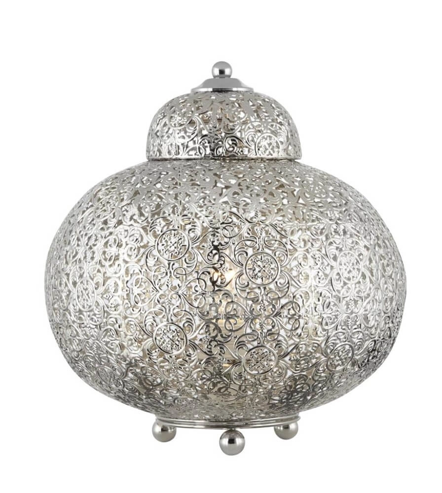 Tischlampe im marokkanischen Stil Fretwork Edelstahl Searchlight 5053423025896
