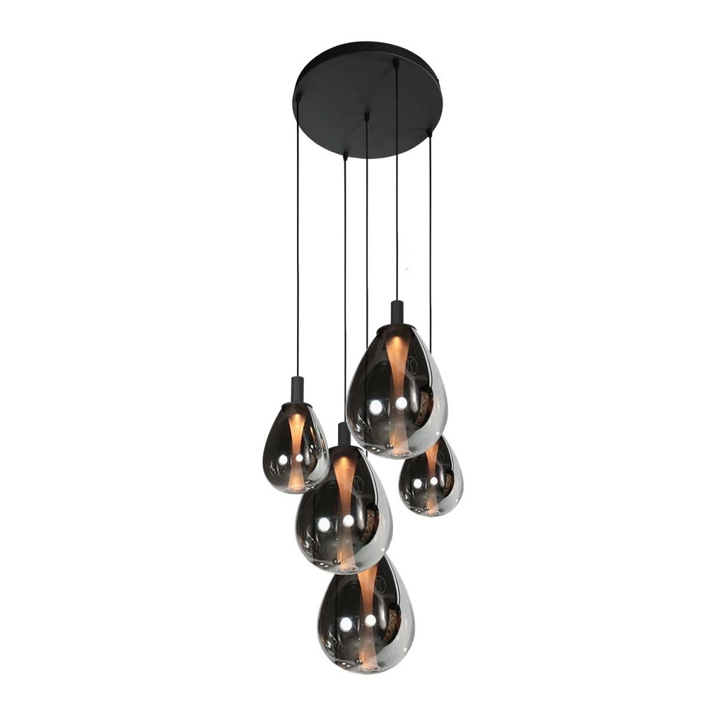 Pendelleuchte Glimsy 5-flammig schwarz rund Steinhauer 8712746177961