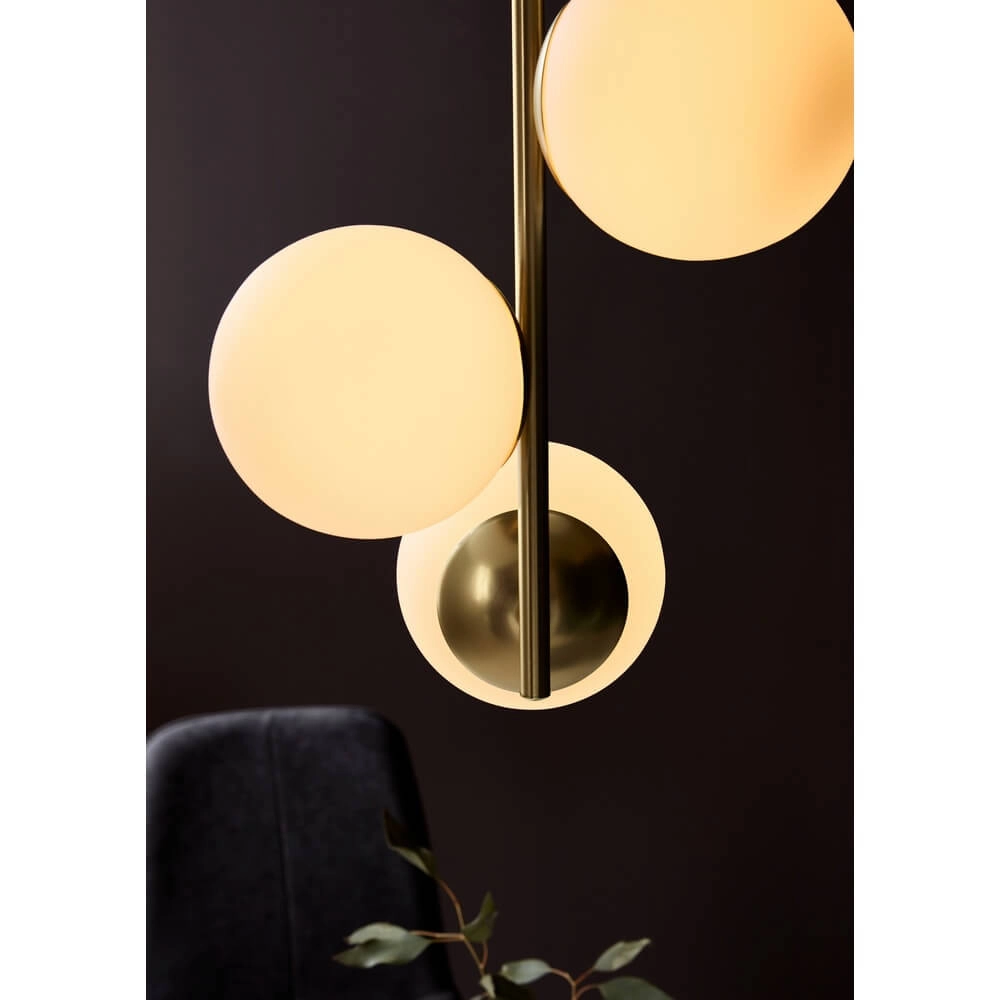 Pendelleuchte Lilly 3-flammiges Gold mit weißer Kugel Nordlux 5701581459083