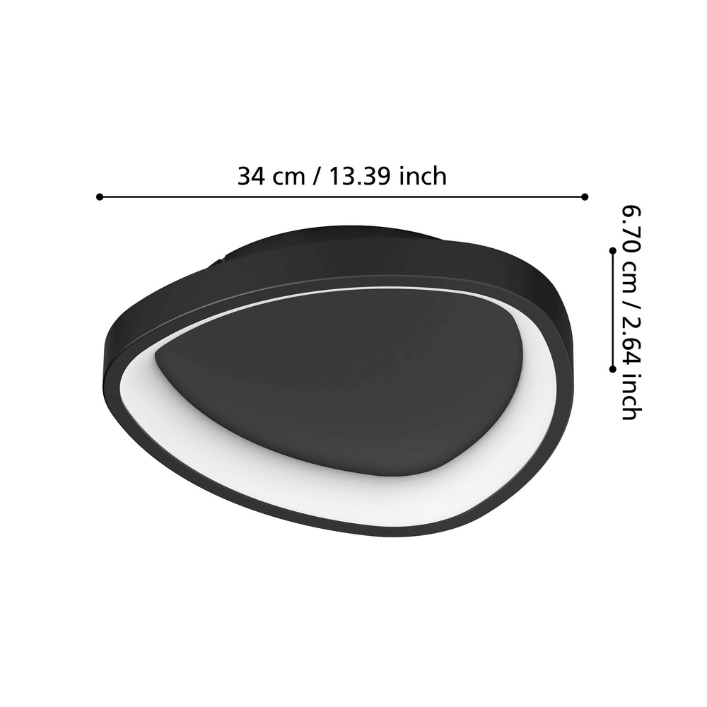 Moderne LED-Deckenbeleuchtung Loretello schwarz - Ø 35 cm Eglo 9008606316434