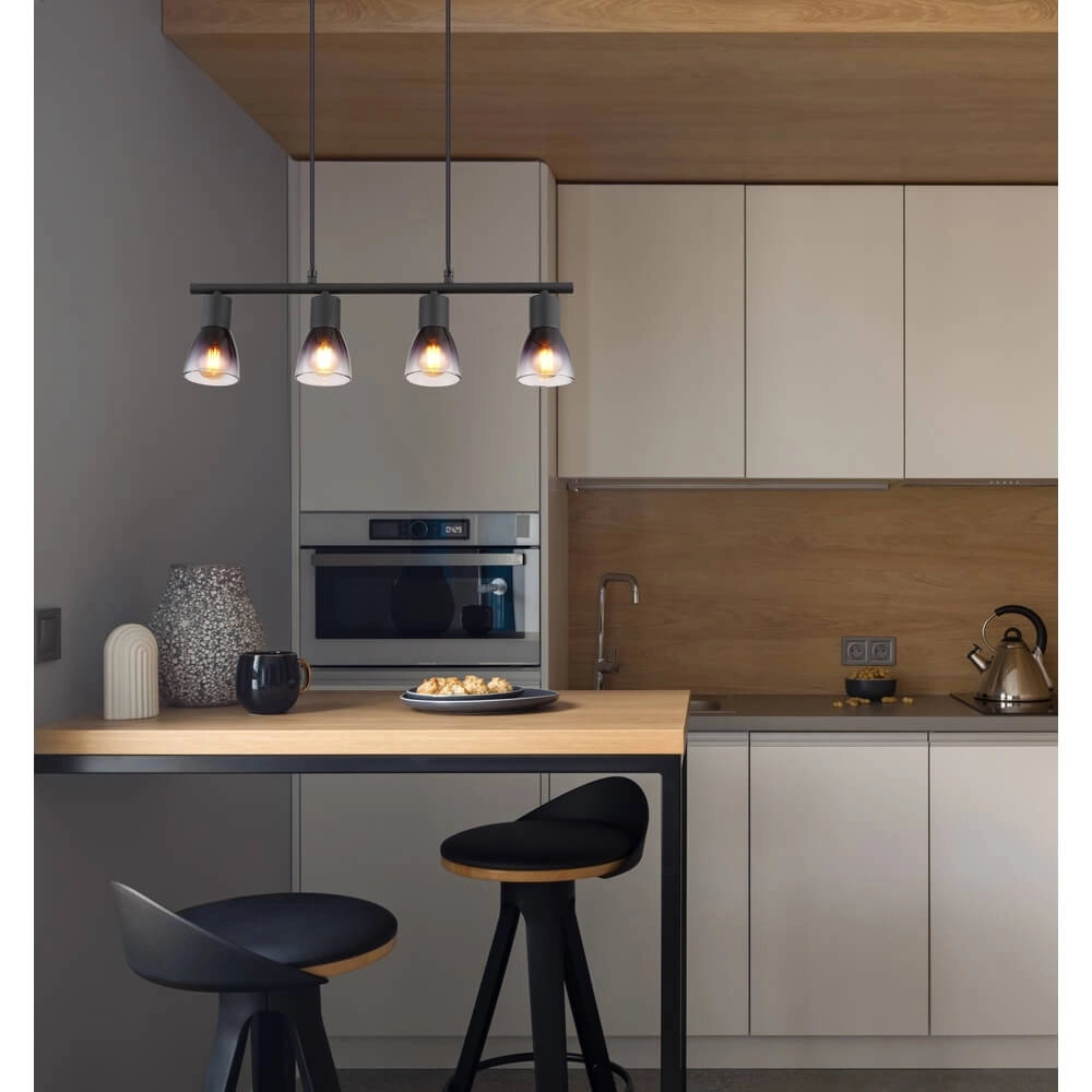 Schwarze Pendelleuchte Satella 4-flammig Globo 9007371446933