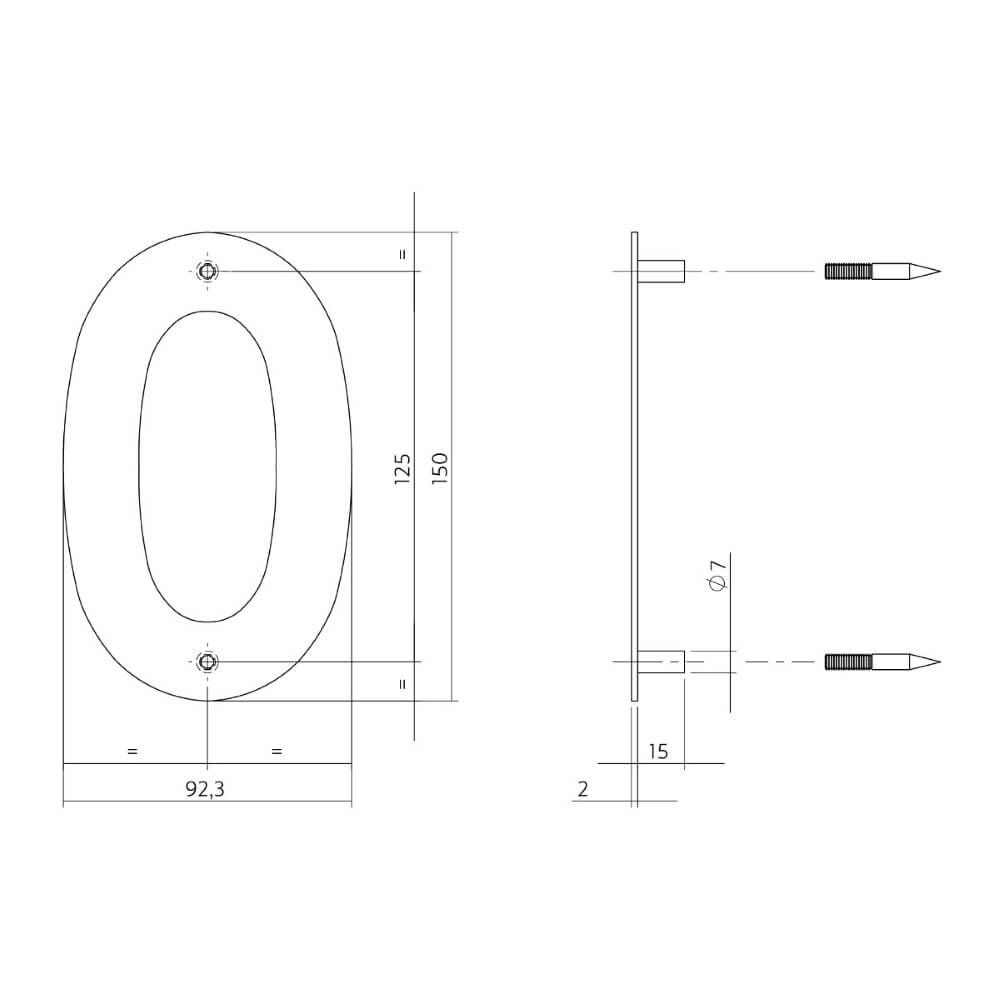 Hausnummer 0 Numbra 150x2mm Edelstahl Intersteel 8714186126691