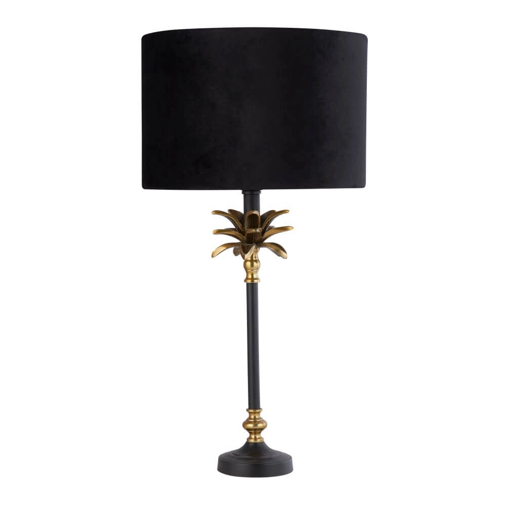 Tischlampe Palm schwarz mit schwarzer Kapuze Searchlight 5053423257389