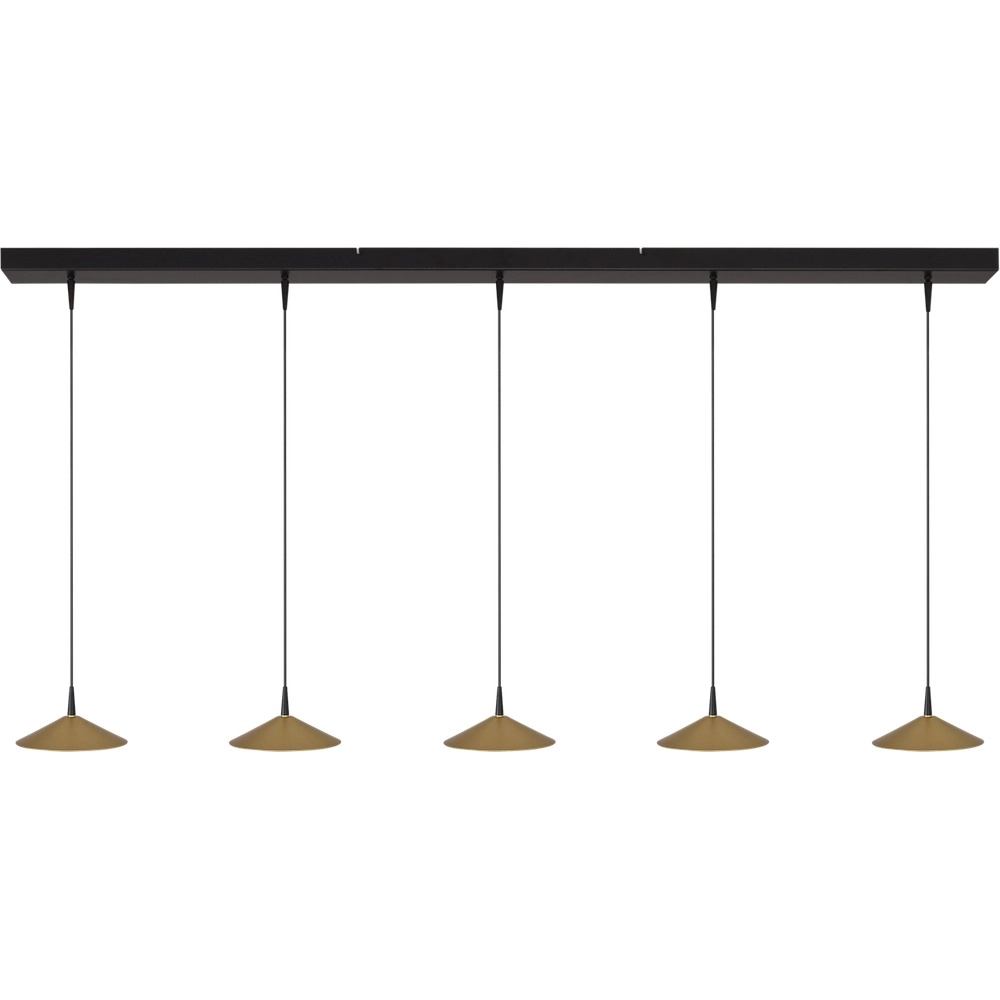 5-Licht Pendellampe Ceppo Schwarz mit Gold Ø 18 cm
