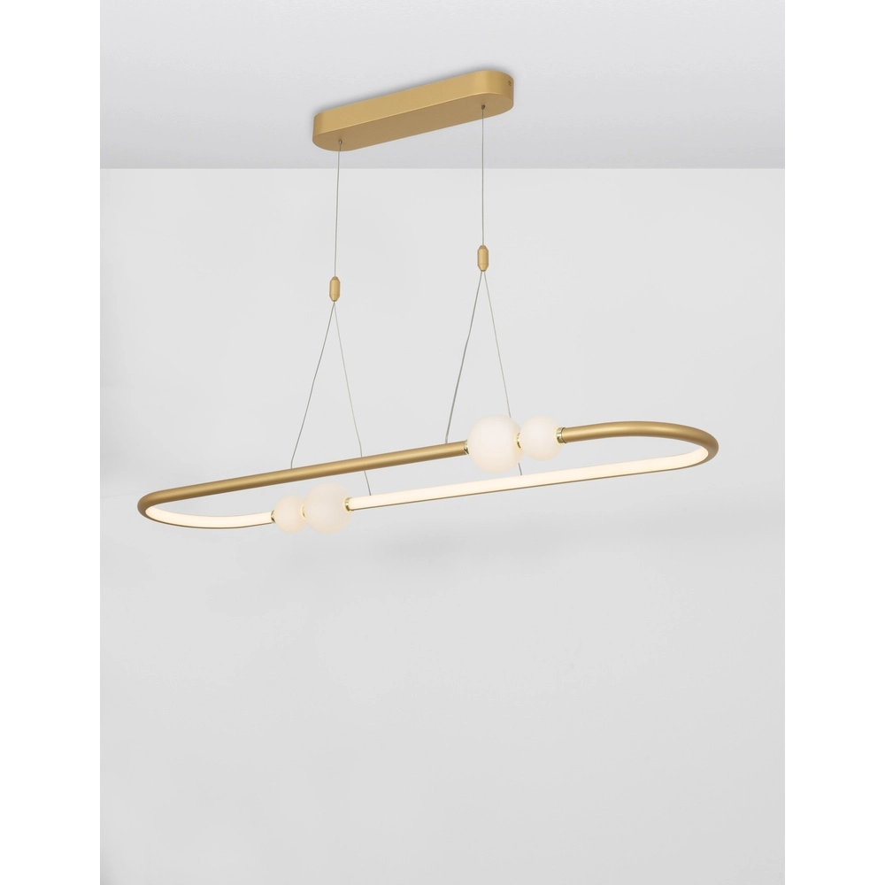 Pendelleuchte Celia Gold mit weißem Oval