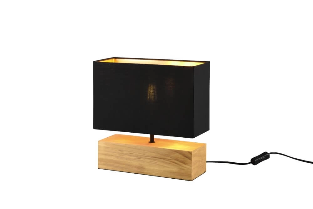 Schwarze Tischlampe Woody mit Stoffkapuze