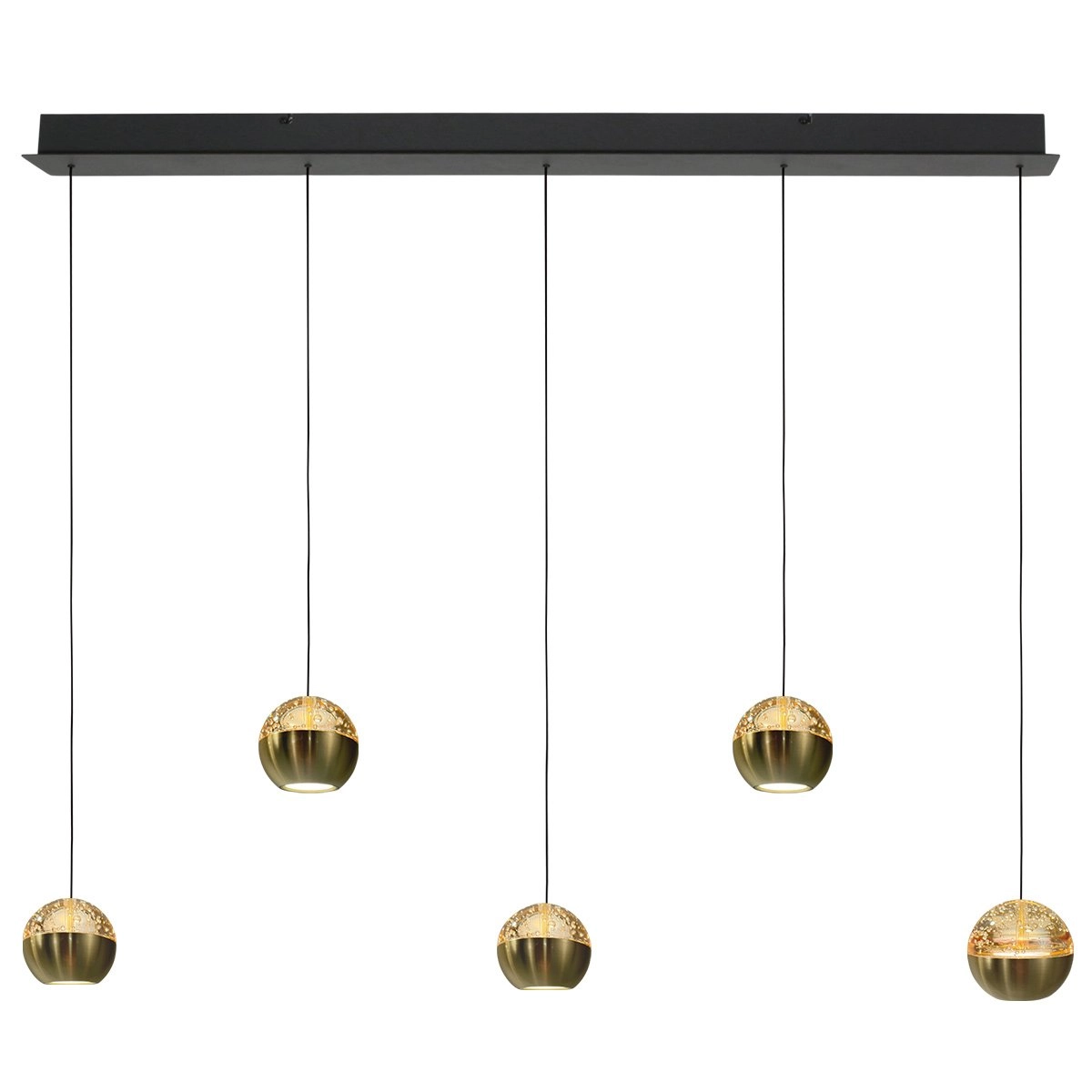 5-Licht Esstisch-Pendellampe Belluno LED – Messinggold mit Glas Steinhauer 8712746183894