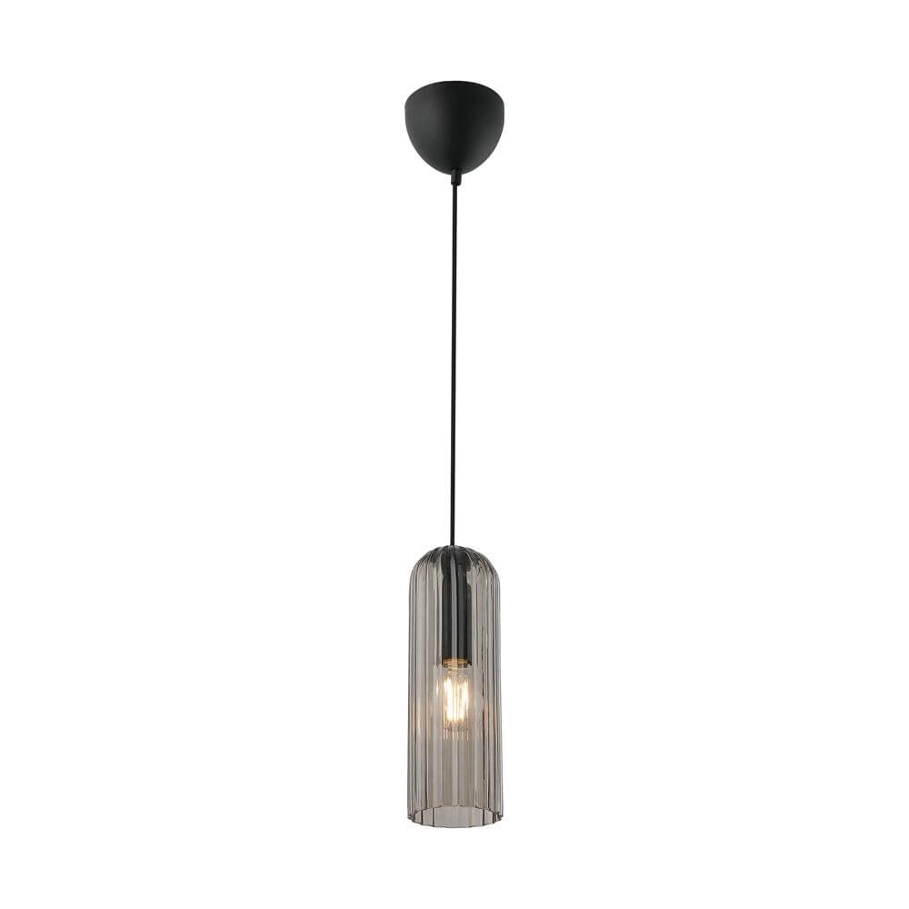Moderne Pendelleuchte Miella schwarz mit Rauchglas