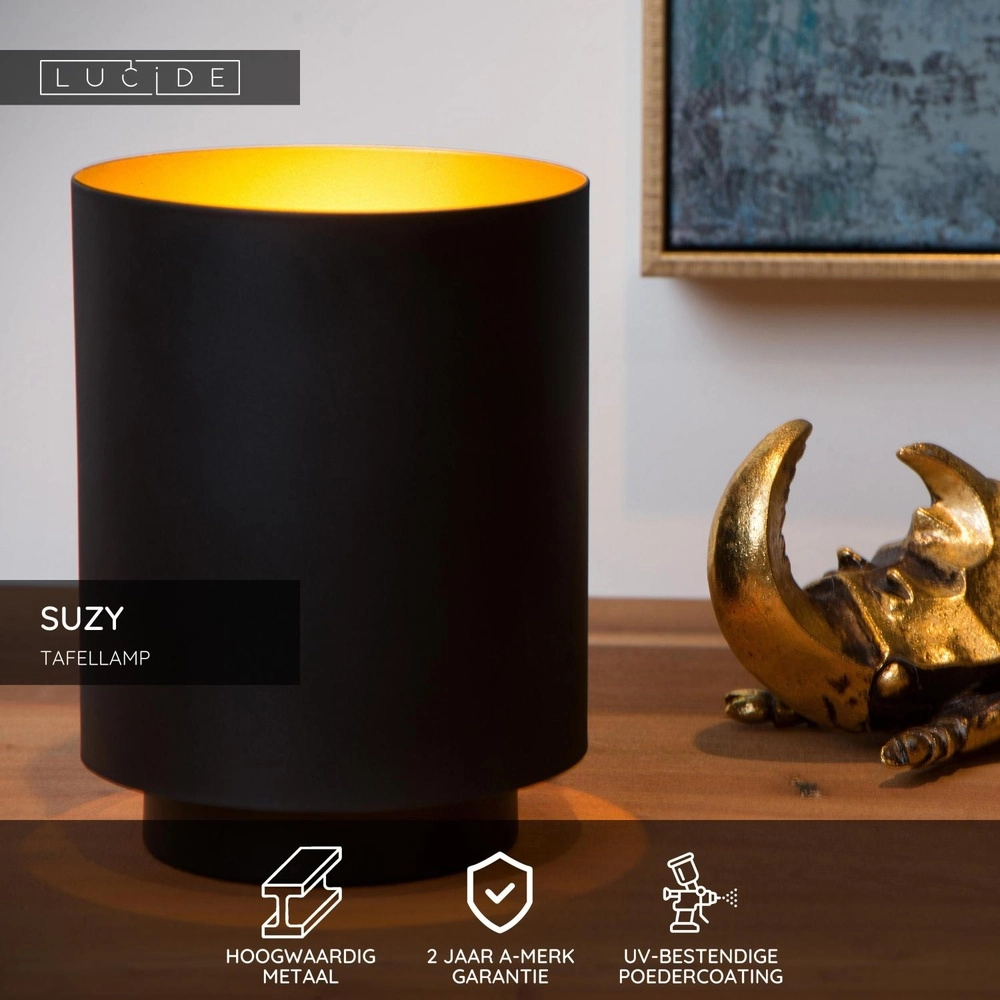 Tischlampe Suzy Ø 12 cm schwarz Lucide 5411212451347