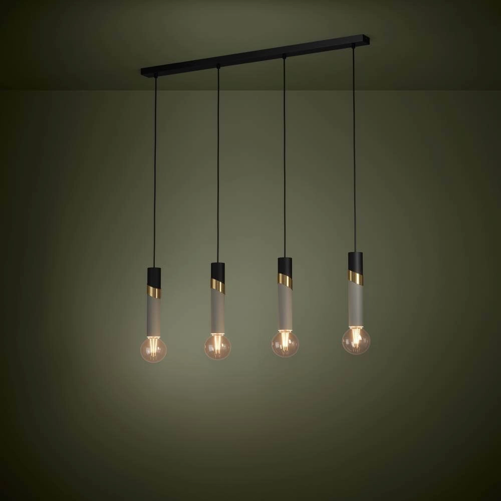 Schlanke Pendelleuchte mit 4 Leuchten Cedral schwarz mit gold Stars of Light 9002759399368