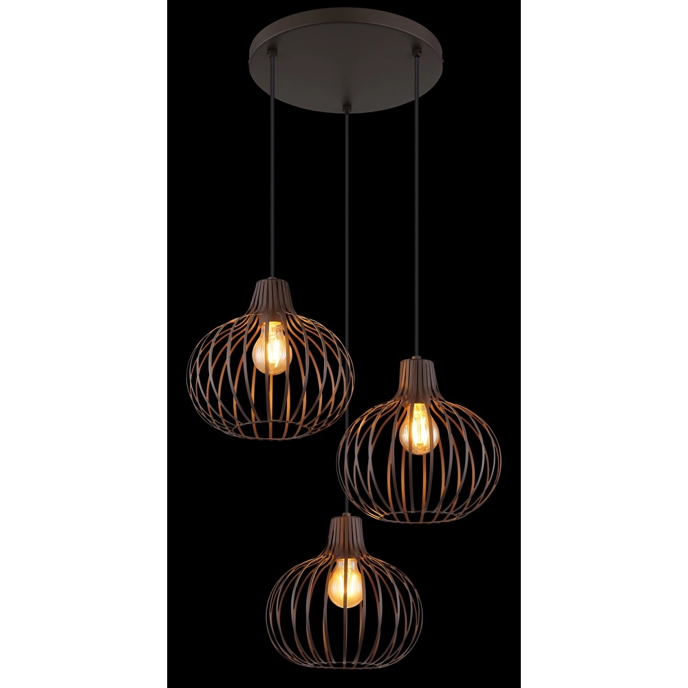 Design-Pendellampe Mateo 3-Licht Rust Briun Globo 9007371569144