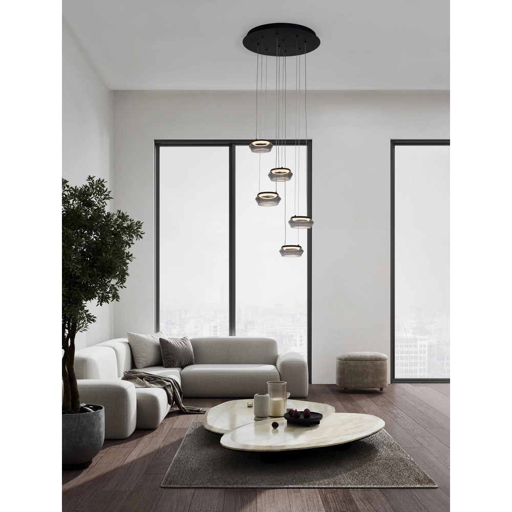 Schlanke Pendelleuchte Jailyn runde 5-Lichter Lyora 5212017468406