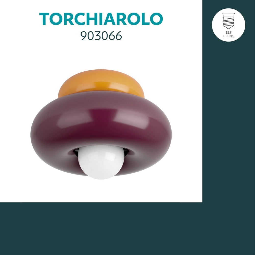 Design-Deckenlampe Torchiarolo Orange mit Burgunderrot