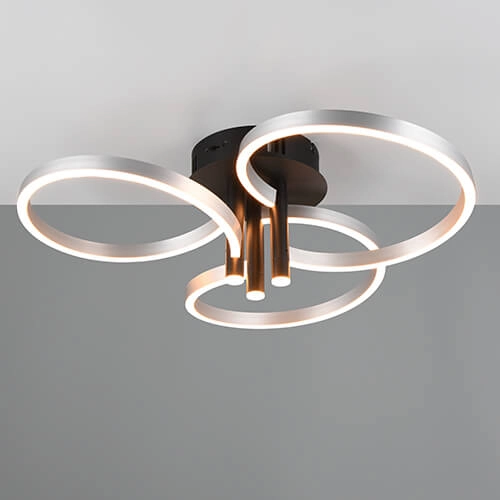 Geschwungene LED-Deckenleuchte Caruso Edelstahl – Ø 65,5 cm