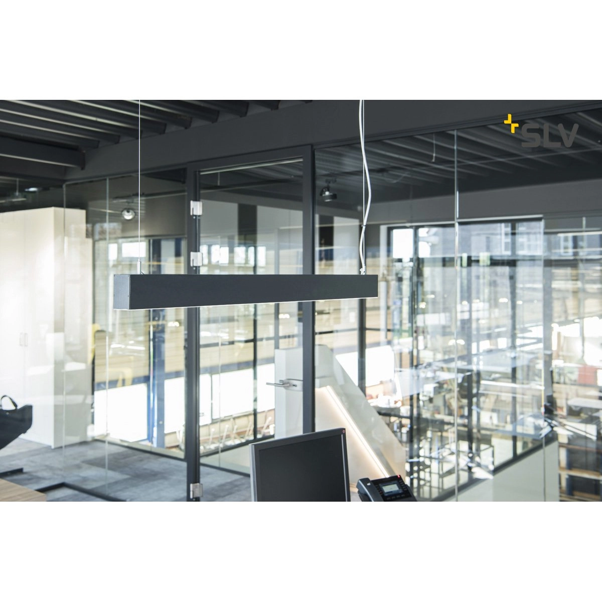 Büro Hängelampe Glenos 4000K 100cm schwarz SLV 4024163196970