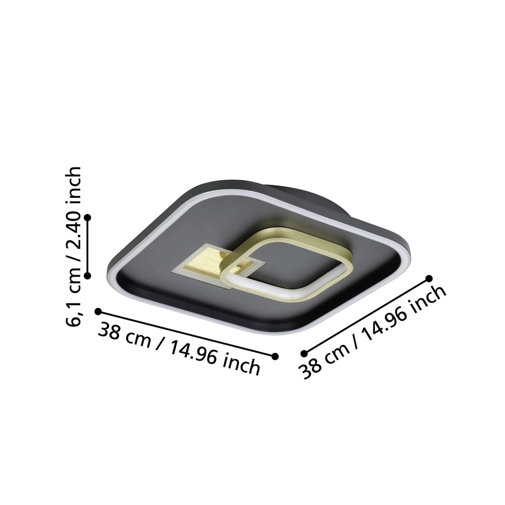 Design-Deckenlampe Tiriolo LED – Schwarz mit Gold – 38x38cm. Eglo 9008606316373