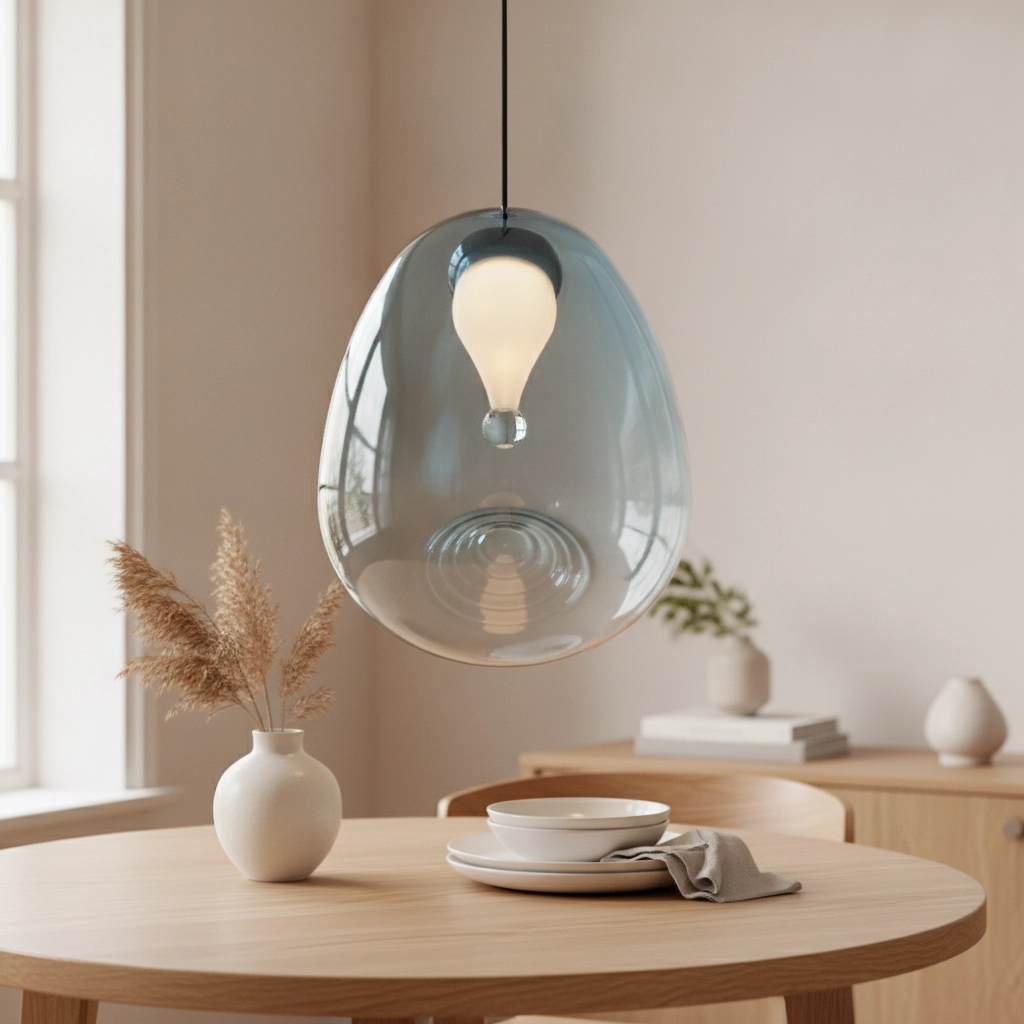 Design-Pendelleuchte Oblo 1-hellblaues Glas