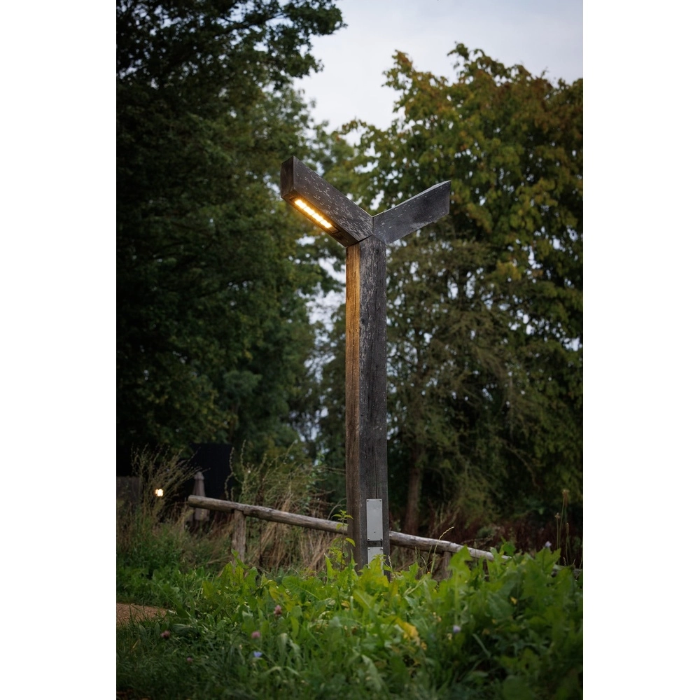 Doppelte hölzerne Straßenlaterne Stelle Eiche - 3M - PH08 - 3000K Timberlab 8716803514386