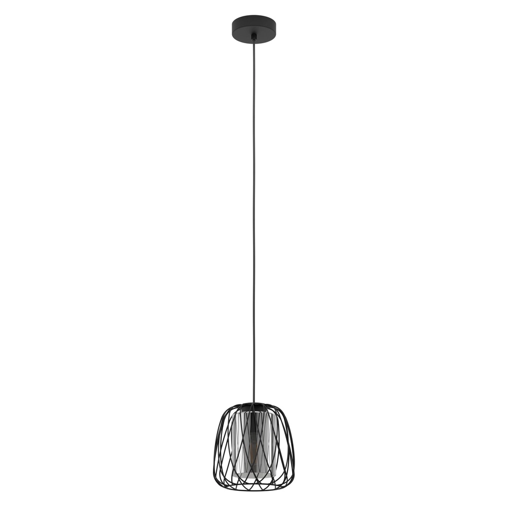Draht-Pendellampe Floresta Ø 20cm – mit Rauchglas