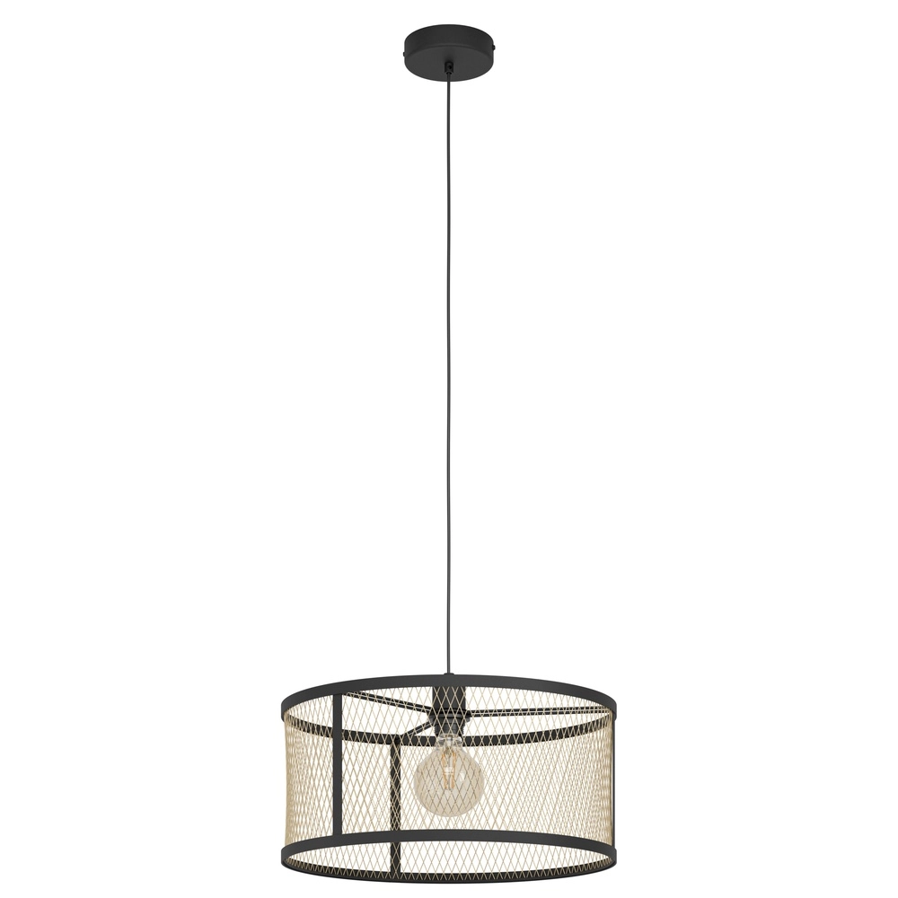 Essaal-Pendellampe Dellow Ø 45cm – schwarz mit Gold
