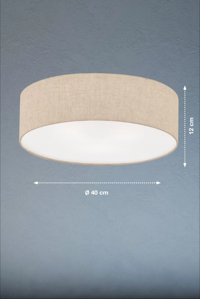 Ø 40cm Deckenleuchte Thor mit sandfarbenem Leinen Fischer & Honsel 4003694200523