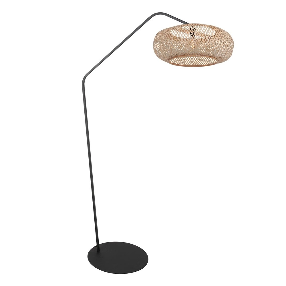 Bogenlampe ZigZag mit Rattanhaube