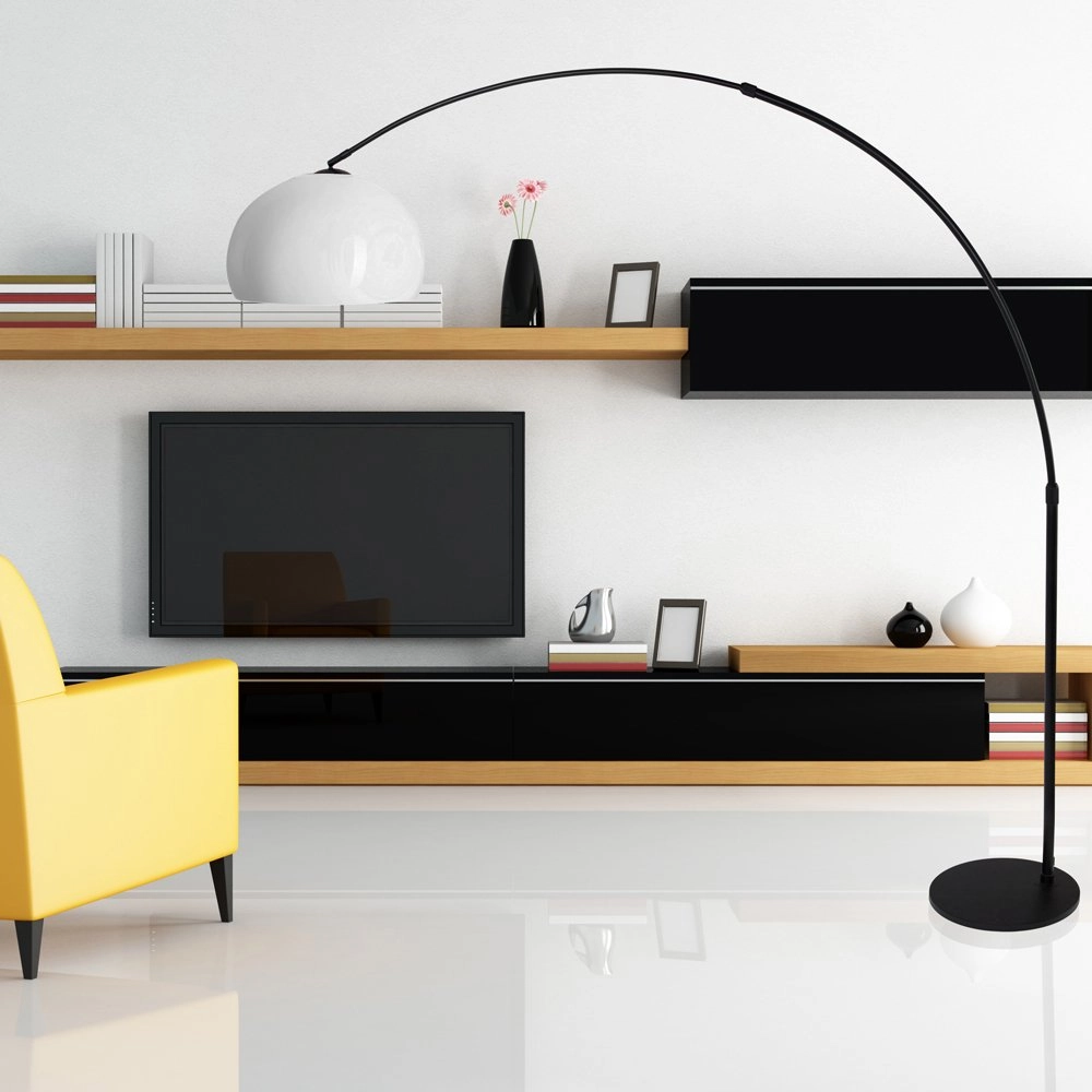 Bogenlampe Stresa schwarz mit weißem Lampenschirm Steinhauer 8712746106640
