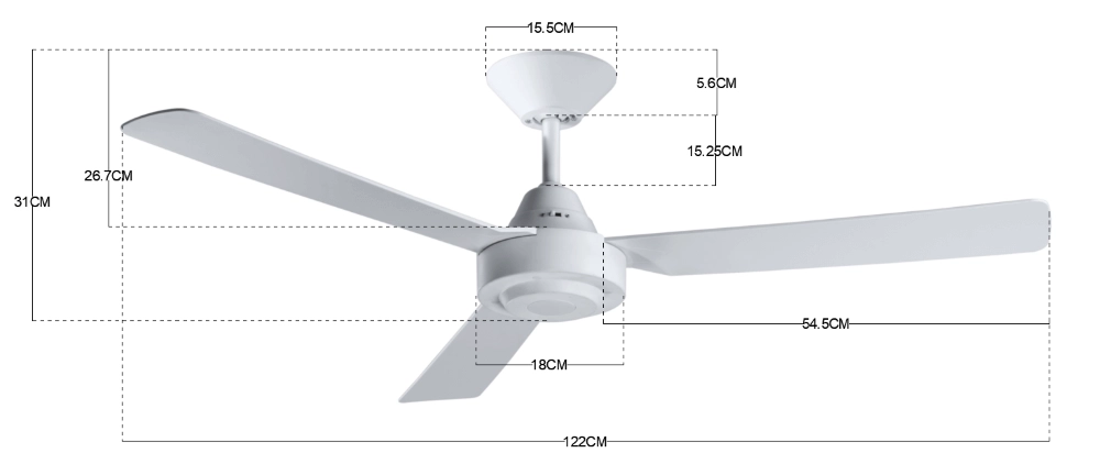 Deckenventilator weiß Calypso Ø 122cm IP20 Beacon 9333509129745