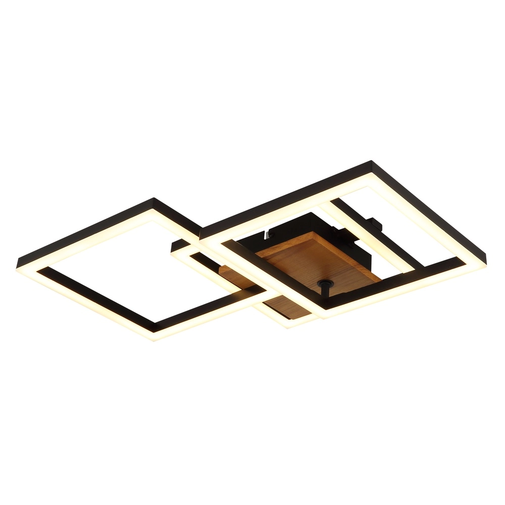 Deckenlampe Kerry Schwarz mit Holzoptik Globo 9007371443222