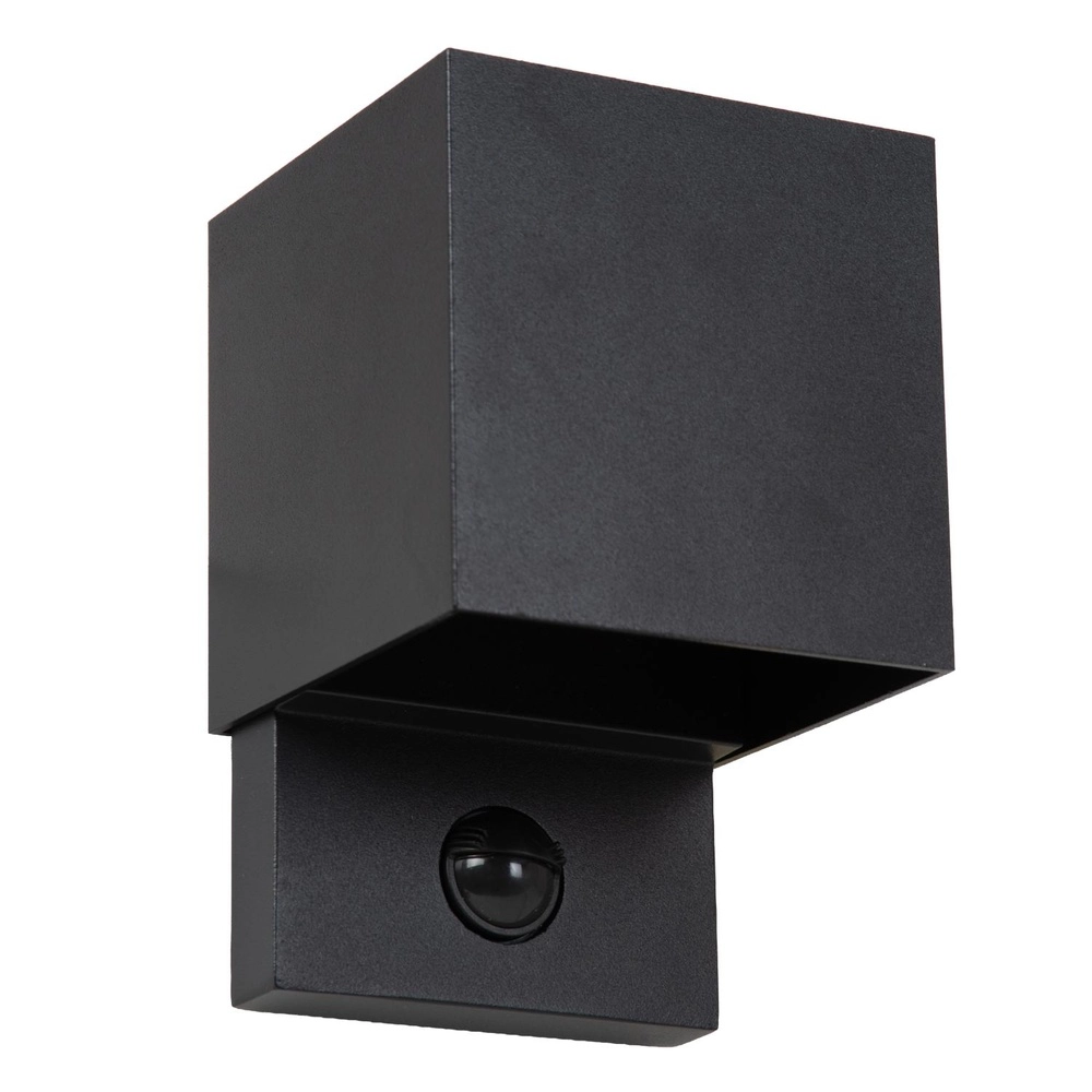 Quadratische Wandlampe Tadzio mit Sensor Schwarz