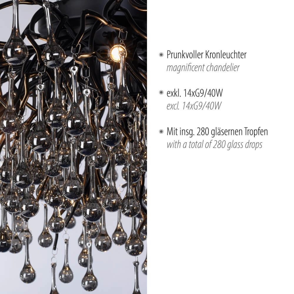 Kronleuchter Icicle schwarz 100cm Paul Neuhaus 4012248377581
