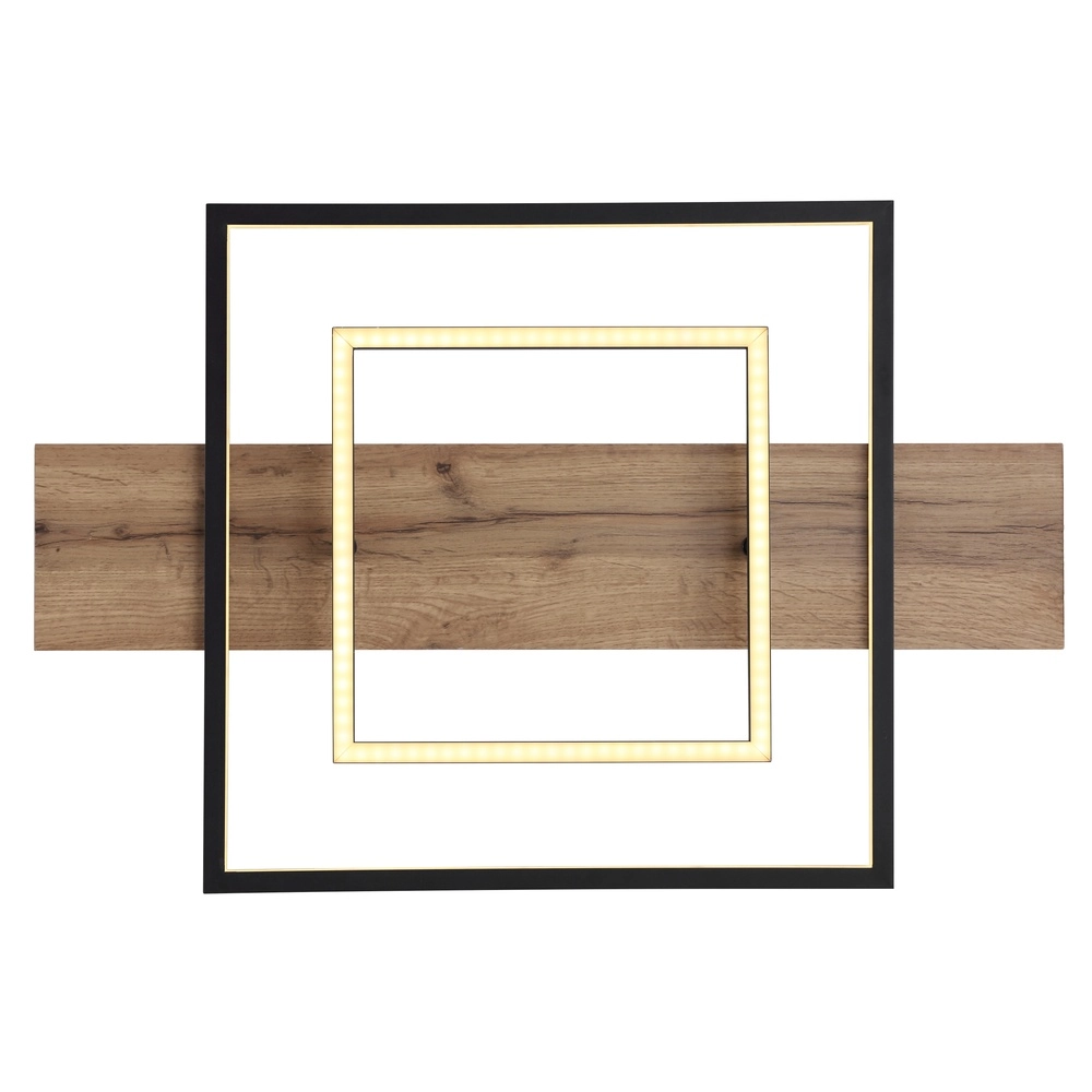Design-Deckenlampe Vanni Schwarz mit Holz, Look 60 cm Globo 9007371451081