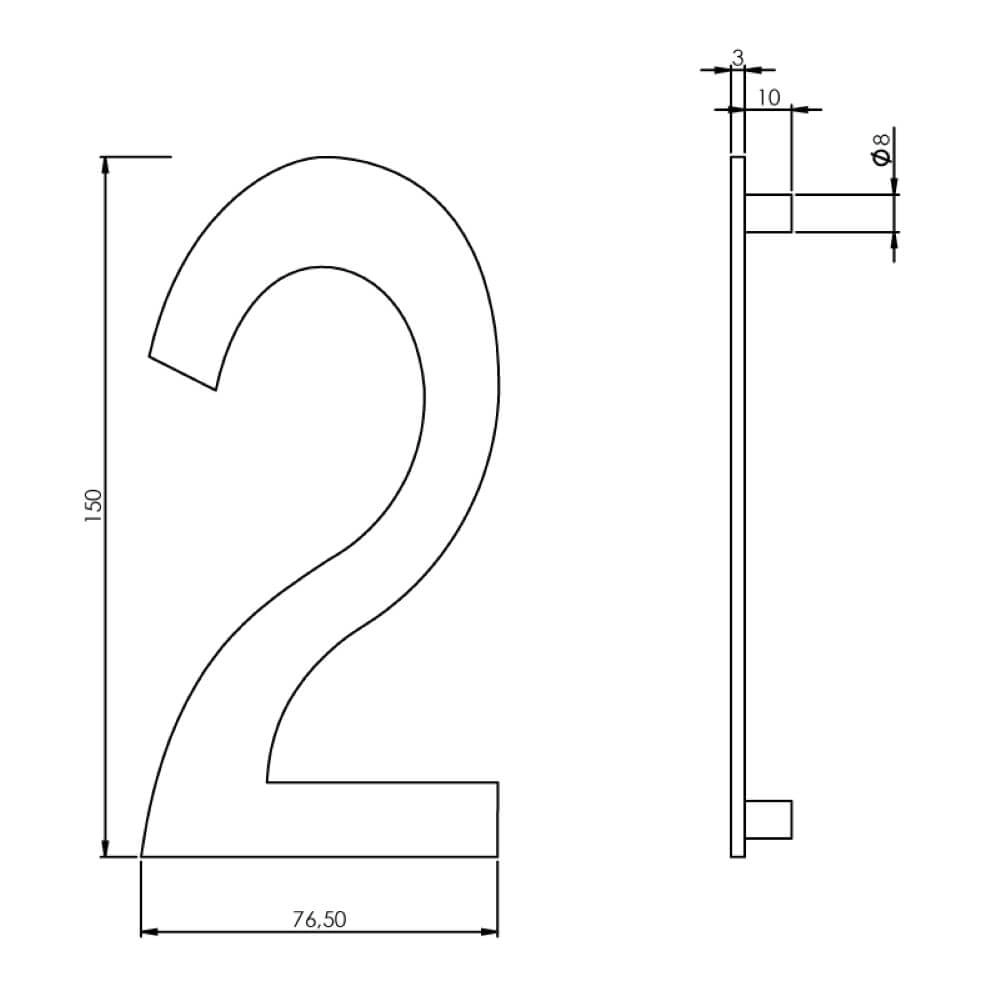 Hausnummer 2 Numbra 15cm Edelstahl Intersteel 8714186058305