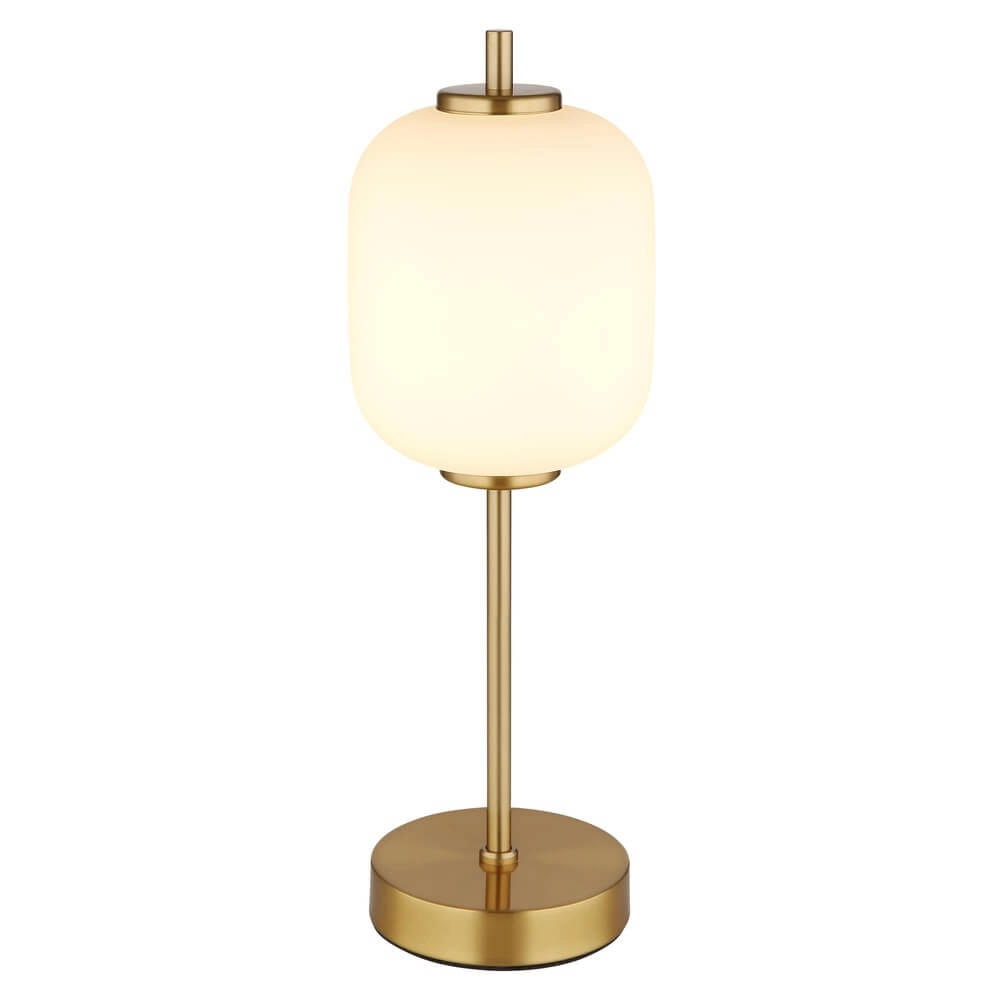 Goldene Tischleuchte Ewald weißes Glas Ø 13,5cm