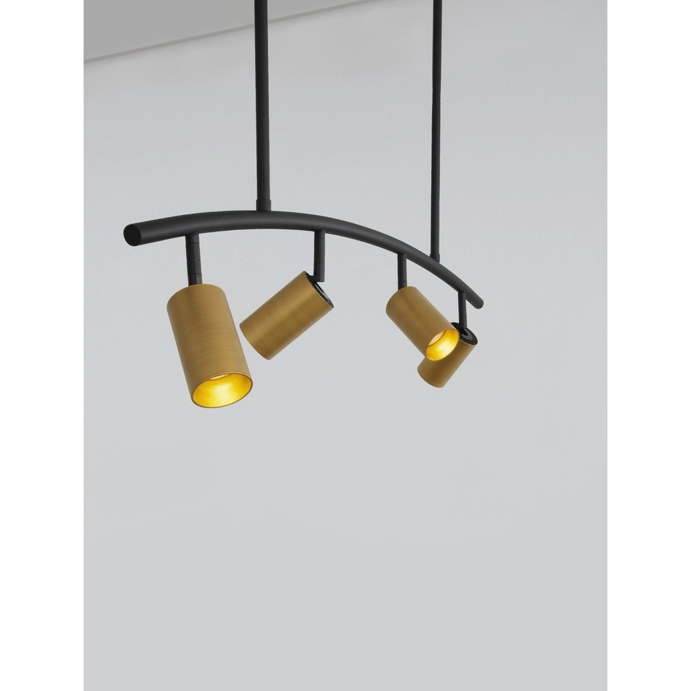 Pendelleuchte Pogno 4-flammig schwarz mit gold rund Lyora 5212017431301