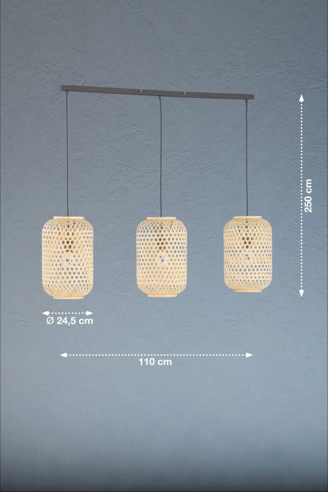 Hängelampe aus Rattan Calla helles Holz Fischer & Honsel 4052231600067